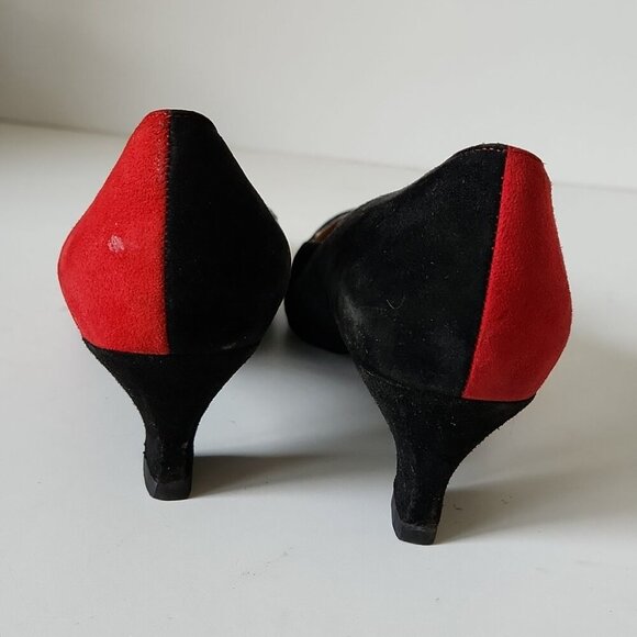 BALLY | Suede Heels Red Black Sz 6 - Picture 6 of 6